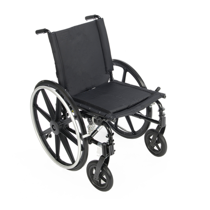 The Proactive Chariot IV XTC Wheelchair with Adjustable Seat Depth is a black, lightweight chair featuring large rear wheels, small front casters, a simple seat and backrest, plus push handles, displayed on a white background.