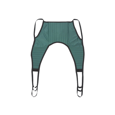 The Proactive Slings For Patient Lifts - All Styles features a green and black fabric design with four loops for safe patient handling during lifting and transfer, shown laid flat on a white background.