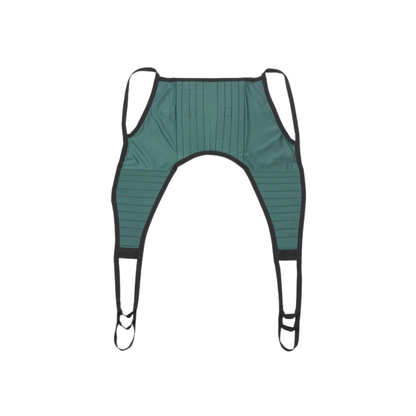 The Proactive Slings For Patient Lifts - All Styles features a green and black fabric design with four loops for safe patient handling during lifting and transfer, shown laid flat on a white background.