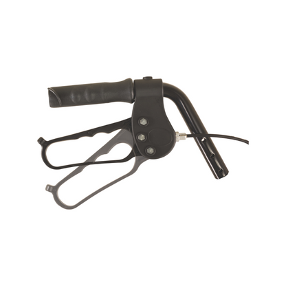 Black brake lever and handlebar assembly with cable, as featured on the ProBasics Deluxe Bariatric Aluminum Rollator with 8 Wheels, shown against a white background.