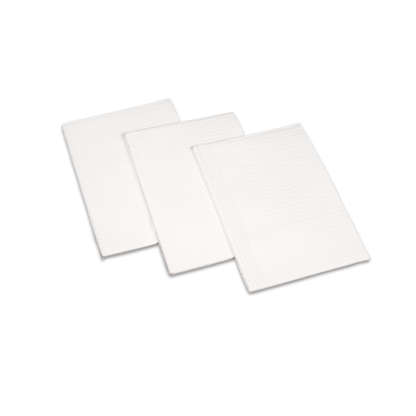 Three Dynarex ProTowels Highly Absorbent 3-ply Procedure Towels are neatly stacked side by side on a plain white background.