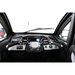 The image shows the cockpit of the Green Transporter Q Express Fully Enclosed Scooter, with two handlebar controls, a central display, switches and knobs on a black dashboard, plus a windshield and single wiper in the enclosed cabin.