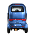 The Green Transporter Q Express Fully Enclosed Scooter is shown from the rear on a white background, featuring three wheels, a blue fully enclosed cabin, red taillights, and a compact design ideal for modern urban commuting.