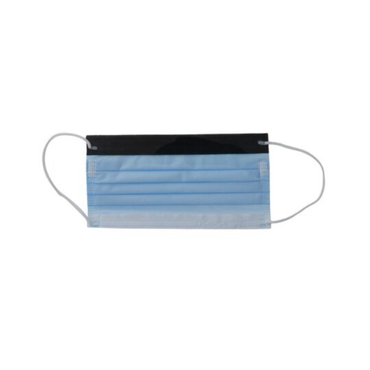 The Repel Surgical Combination Mask / Shield ASTM Level 3 Anti-Fog Sapphire, featuring a sapphire blue pleated body, anti-fog properties, and white ear loops, is displayed on a white background.