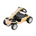 The Reyhee Flex Electric Folding Mobility Scooter, in beige and black, offers a compact design with four wheels, puncture-free large white-rimmed tires, and a steering wheel. Its handlebar folds neatly, while the central seat rests on a sturdy frame.