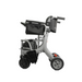 The Reyhee Superlite 3-in-1 Electric Foldable Wheelchair is a compact, lightweight gray mobility walker with four wheels. It features a cushioned seat, sturdy frame, black storage pouch, cup holder on the handle, and ensures easy maneuvering.