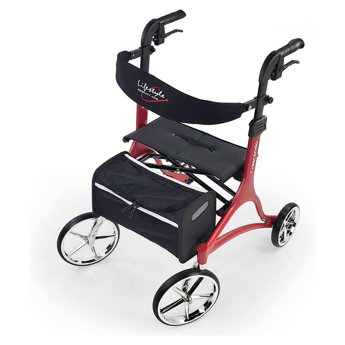 Rhythym Crescendo Folding Rollator - Euro Style - Lightweight Red