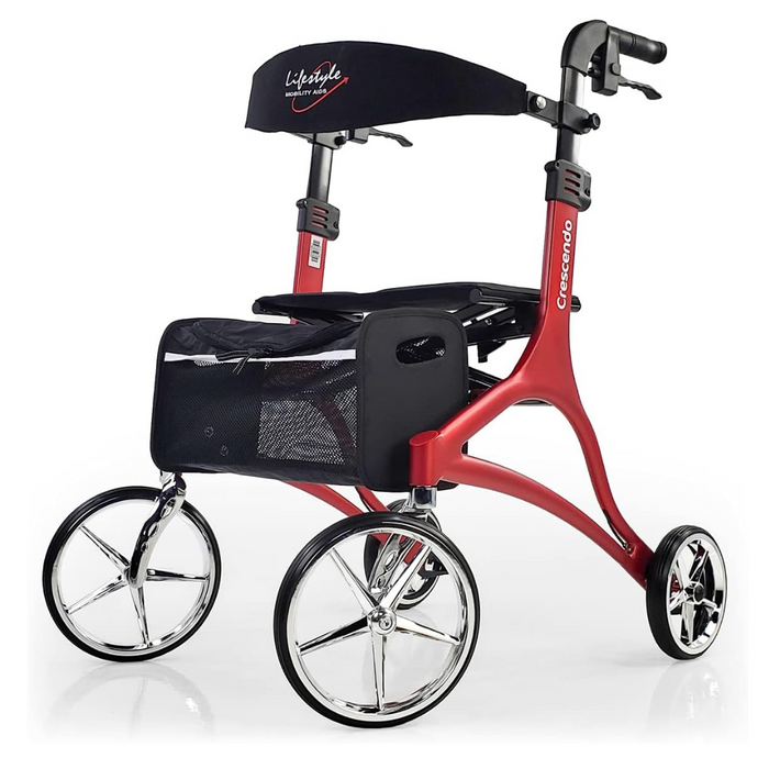 Rhythym Crescendo Folding Rollator - Euro Style - Lightweight Red