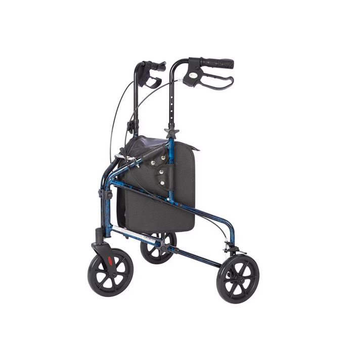 Rhythm Rally Lite - Aluminum 3 Wheel Walker Rollator with Tote laser blue