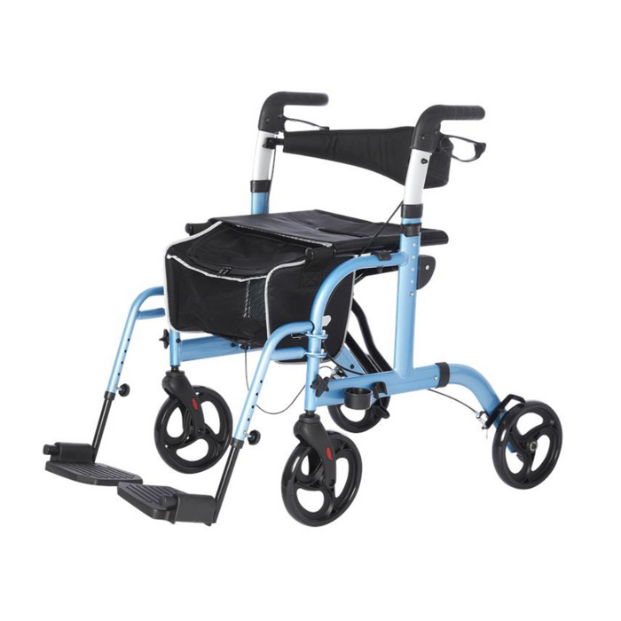 Rhythm Translator Hybrid Rollator and Transport Chair - 2 in 1 Blue