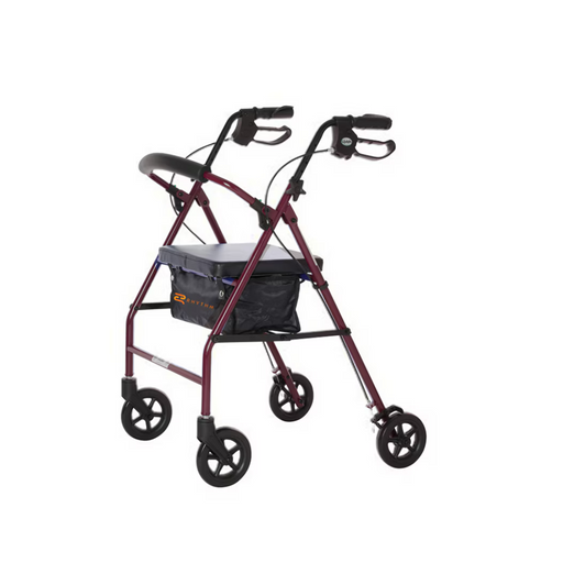 Rhythm Royal Steel 4-Wheel Folding Rollator Garnet