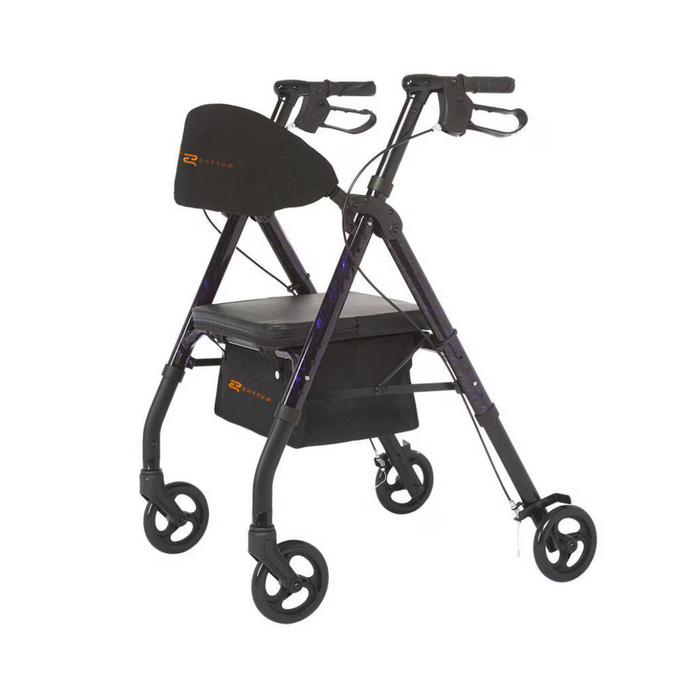 Rhythm Royal Universal Aluminum 4-Wheel Rollator with Universal Height Adjustment Laser Purple