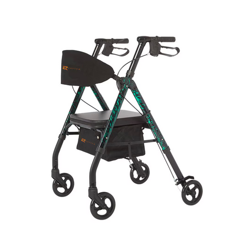 Rhythm Royal Universal Aluminum 4-Wheel Rollator with Universal Height Adjustment Laser Green