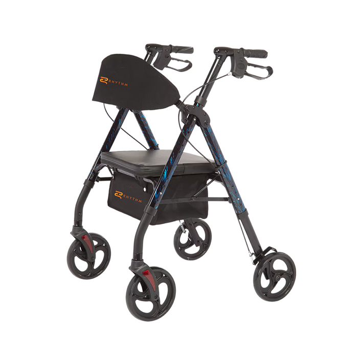 Rhythm Royal Deluxe Universal - Aluminum 4 Wheel Rollator Laser Blue