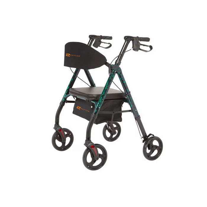 Rhythm Royal Deluxe Universal - Aluminum 4 Wheel Rollator Laser Green