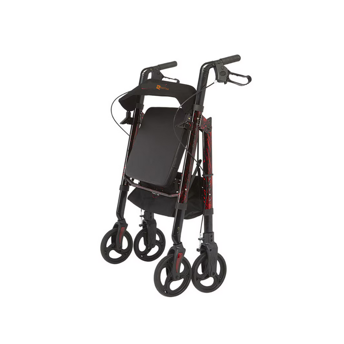 Rhythm Regal Bariatric Aluminum 4-Wheel Rollator with Universal Height Adjustment Red folded