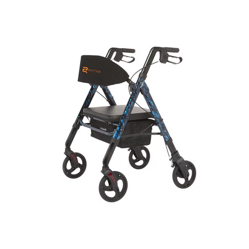 Rhythm Regal Bariatric Aluminum 4-Wheel Rollator with Universal Height Adjustment Blue