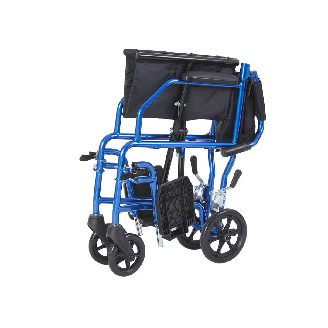 Rhythm Super Lite 19" Aluminum Companion Transport Chair Blue Folded