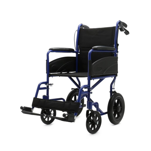 Rhythym 19" Companion Transport Chair with Fold Down Back Blue