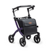 The Rollz FLEX 2 is a modern, lightweight rollator walker in purple with four black wheels and handlebars with brakes. Featuring a compact design and XL storage bag, its ideal for indoor and outdoor use.