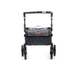 The Rollz FLEX 2 Lightweight Rollator Walker is shown upright on a white background. It features a spacious XL storage bag, top handle, and leather patch label. Its collapsible minimalist frame and four wheels ensure sleek design and easy maneuverability.