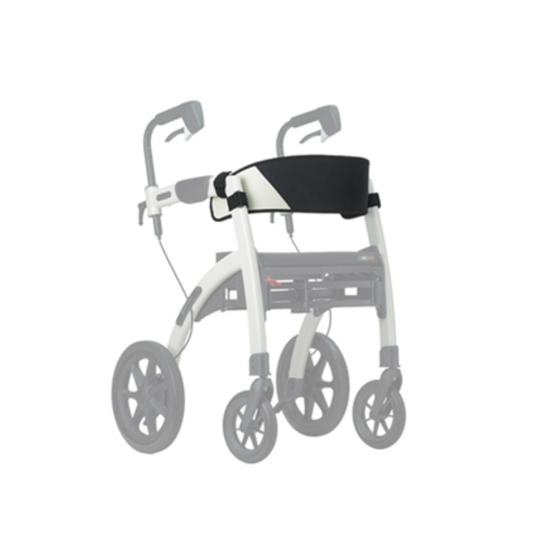 The Rollz Motion Rollator Accessories enhance the four-wheel walker with padded handles and larger front wheels for stability. Its ghosted frame adds style and functionality, while an optional travel cover offers extra convenience.