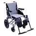 The Karman S-Ergo 115 is an ultra-lightweight, foldable transport wheelchair with a gray seat and backrest. It includes black armrests, adjustable footrests, four wheels, and larger rear wheels for enhanced mobility.