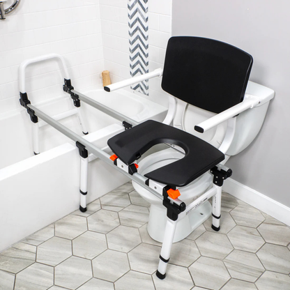 Accessories and Parts for ShowerGlyde® Transfer Benches offer durable seating that extends over the bathtub and toilet, ensuring safe and comfortable transfers for those with limited mobility.