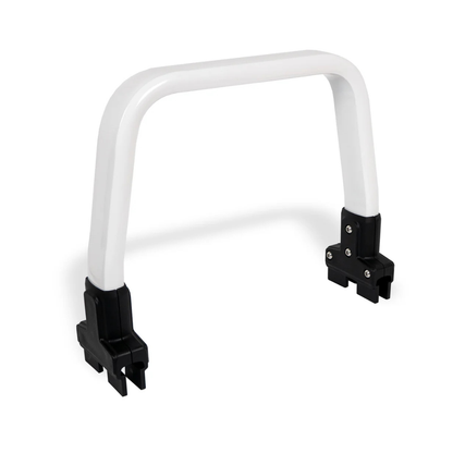 The Accessories and Parts for ShowerGlyde® Transfer Benches include a white rectangular metal safety rail with black mounting brackets on both ends, designed to be attached for added support, stability, and enhanced bathing comfort.