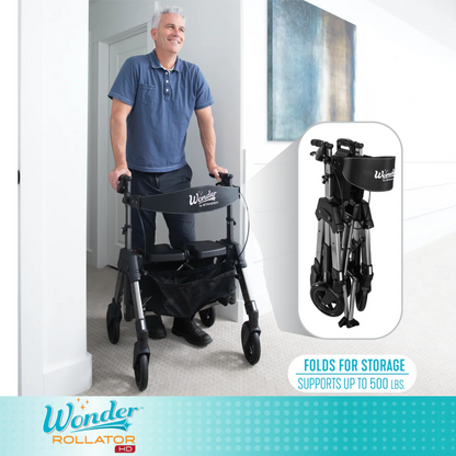 Signature Life Wonder Rollator HD - Portable Bariatric Walker