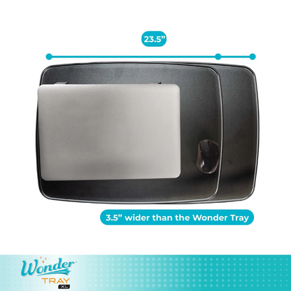 The Stander Wonder Tray XL – Swivel Living Room Tray Table, at 23.5" wide, is 3.5" wider than the standard Wonder Tray and serves as a versatile adjustable tray or TV tray table, ideal for use as a laptop stand.