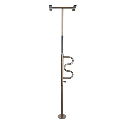 The Stander Wonder Pole – Fall Prevention Safety Pole for the Home is a floor-to-ceiling metal pole with a curved handle and rubber grip, designed to assist with standing or provide grab bar balance support.