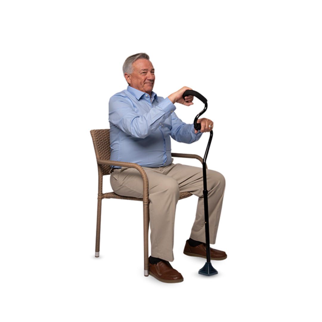 StrongArm Cane - Self Standing Base with Bariatric Ergonomic Handle Support