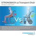 Comparison image shows poor posture in a Standard Wheelchair versus improved posture in the Strongback Mobility Excursion 12 Transport Wheelchair - Ultralight, an ergonomic, foldable wheelchair with back support for healthy posture.