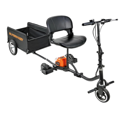 The SuperHandy Scooter Cargo Trailer offers seamless integration and added convenience for your three-wheel mobility scooter, with tool-free assembly for easy setup.