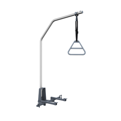 The Trapeze Self-Assist Pole for Accora Contesa Bed features a triangular handgrip on an angled frame, helping users reposition themselves in bed and supporting greater patient independence.