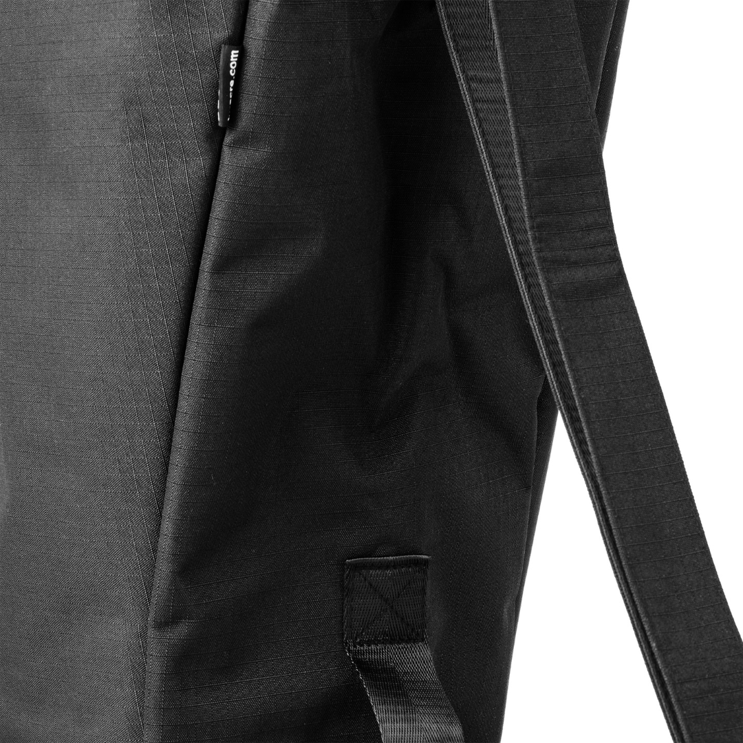 Close-up of the Travel Storage Bag for ByAcre Overland Carbon Fiber Rollator, featuring a black fabric design with visible strap and loop details—perfect for carrying maintenance tools or customizing your rollator accessories.