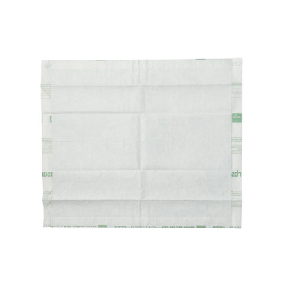 Medline Ultrasorbs Advanced+ Premium Underpads are rectangular, white underpads with a superabsorbent core and peel-off backing, designed for optimal patient care, shown on a plain white background.