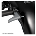Close-up of a gray brake lever on the handlebar of a black Pride Mobility Victory® Platinum Bariatric 4-Wheel Scooter. FDA Class II Medical Device* is displayed in the lower left corner.