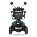 Front view of the Pride Mobility Victory® Platinum Bariatric 4-Wheel Scooter with two side mirrors, large tires, and a vented backrest. Features EZ Turn Technology. FDA Class II Medical Device.* Sturdy build for outdoor use.
