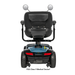 Rear view of the Pride Mobility Victory® Platinum Bariatric 4-Wheel Scooter in blue, featuring a black seat, rearview mirrors, wide tires, and EZ Turn technology. Text below reads: FDA Class II Medical Device*.