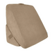 The Vive Health Foam Bed Wedge features a beige triangular design for back support, crafted with memory foam for comfort and an adjustable incline to customize your angle. Its soft fabric cover and side strap ensure easy handling.