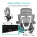 The Vive Health Universal Gel Seat Cushion with Washable Cover offers ergonomic comfort with a gray mesh backrest and headrest, adjustable buckle for personalized fit, and a modern design featuring white frame accents for style and pressure relief. Adjustable Buckle for personalized comfort.