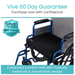 The Vive Health Universal Gel Seat Cushion features a black cover and ergonomic design for enhanced comfort. A shield logo promotes its skin-friendly, breathable materials with pressure relief benefits. Enjoy the Vive 60 Day Guarantee and purchase confidently!.