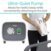 A person adjusts the Vive Health Alternating Pressure Pads ultra-quiet pump with a control dial for firmness and a green on/off switch. The durable air cells in this alternating pressure system offer restful sleep when attached to the bed.