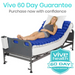 A woman reclines on the Vive Health 5 Alternating Pressure Pad for optimal pressure relief. The image highlights a Vive 60 Day Guarantee, encouraging confident purchases, with the Vive Health 60 Day Guarantee logo ensuring satisfaction and peace of mind.