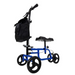 The Vive Health Folding Portable Knee Walker is a sleek, lightweight knee scooter in blue with black handlebars and a seat. It features all-terrain wheels and a black pouch, offering optimal mobility assistance for any adventure.