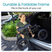 A person lifts the Vive Health All Terrain Knee Walker into a car trunk. The image showcases its Durable & Foldable Frame as an ideal crutch alternative that fits seamlessly with XL 12 all-terrain tires for easy transport.