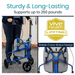 The Vive Health 3 Wheel Walker Rollator with Storage Bag can support up to 250 lbs