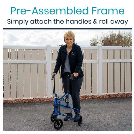 The Vive Health 3 Wheel Walker Rollator with Storage Bag comes pre-assembled